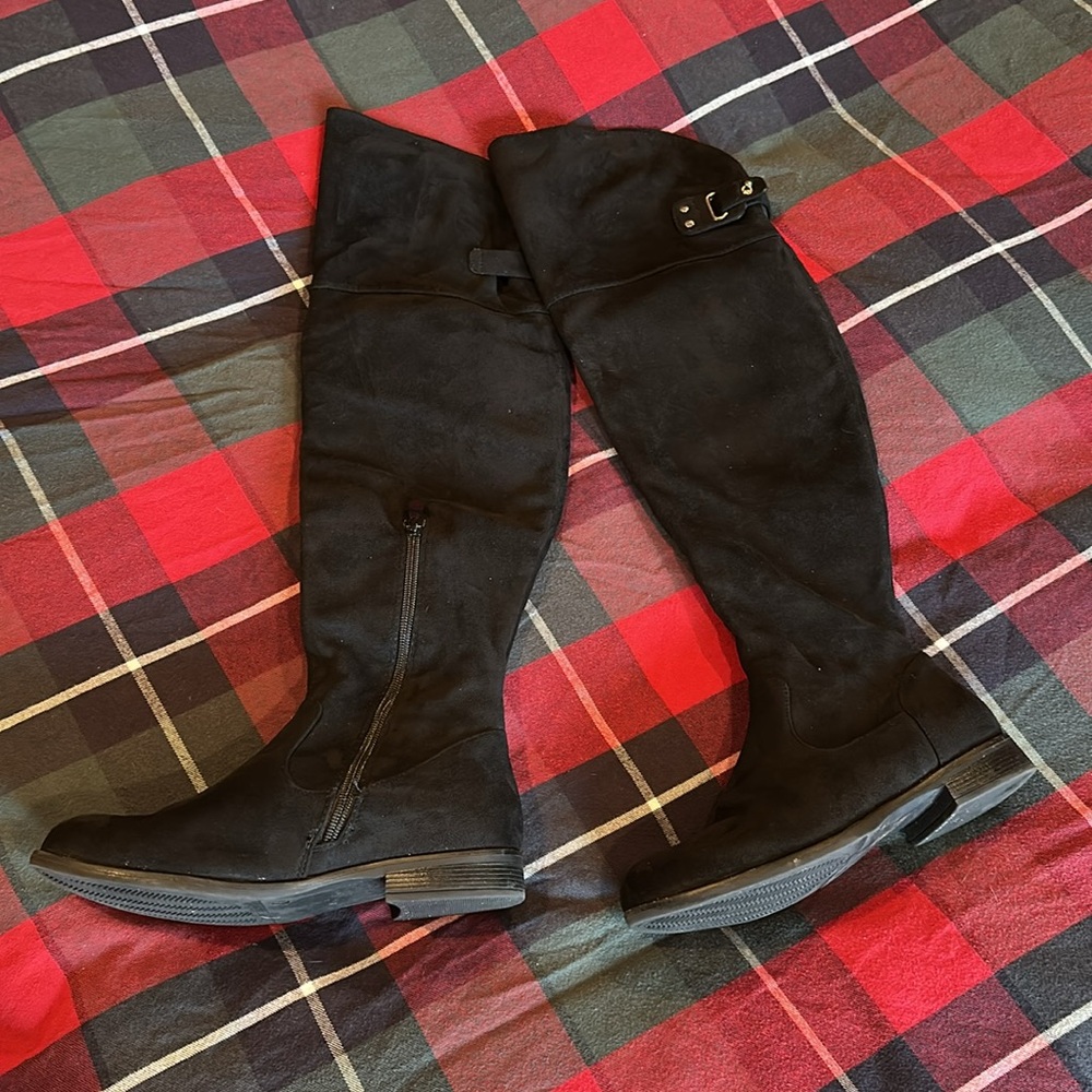 Dream Pairs Hi Flat Black Over The Knee Stretchy Thigh High Boots - Picture 5 of 9